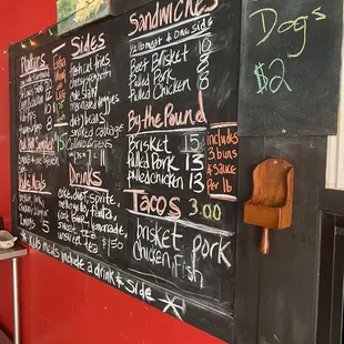 menus on the wall