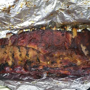 Full slab of meaty delicious ribs.