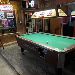 Their one pool table
