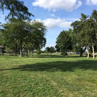 Bathrooms on the left, playground in the distance on the right