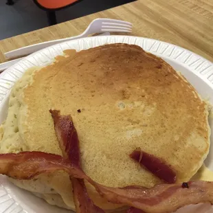 Their pancakes are very good. Two pancakes with bacon equals about 3 or 4 pancakes at other places. You can&apos;t go wrong with pancakes.