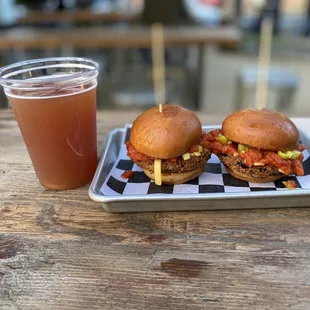 Happy hour Arnold Palmer with gross eggplant sliders 0/10