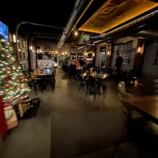 a christmas tree in the background