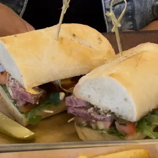 Steak sandwich (zoomed waaaaaay in for effect) my tiny wife called it a snack.