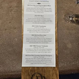 Tasting menu