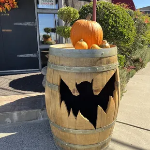 ADORABLE seasonal wine barrel decor