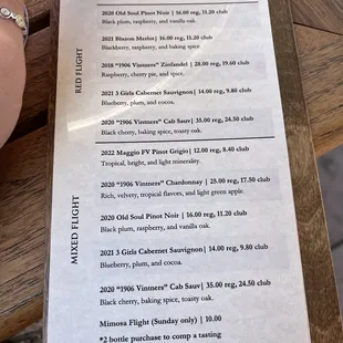 Tasting menu October 2023