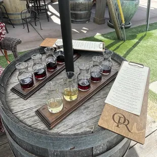 Red Wine Flight and Mixed Flight- cute outdoor seating