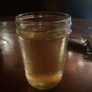 Wine is served in mason jar