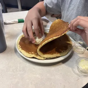The biggest pancake ever! You can order 1 or 2 or 3 your choice. They are BIG!