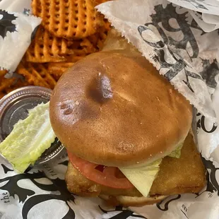 Fish Sandwich and Sweet Potato Fries