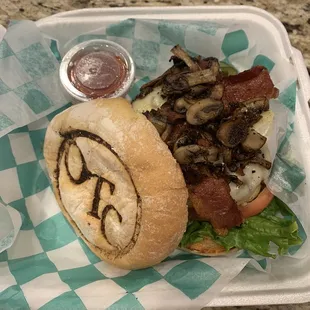 Mushroom Bacon &amp; Swiss Burger