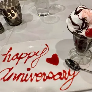 They surprised us with this delicious Hot Fudge Sundae!