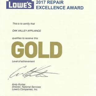 Wow! Thank you all for saying great things about us!  Oak Valley Appliance works very hard to provide the best service we can.  It's not eas