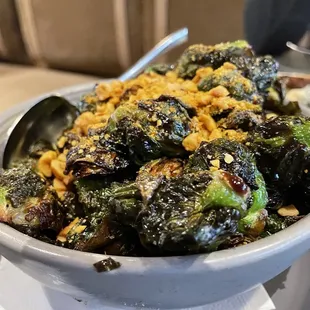 a bowl of roasted brussels sprouts