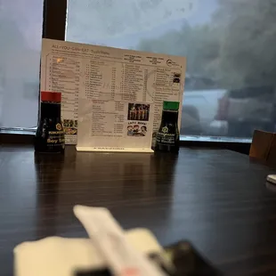 a menu and a remote control