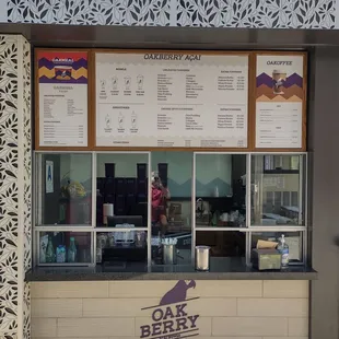 View of the service window and menu board