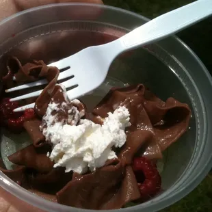 Chocolate pasta from the cooking demo.