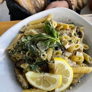 Basil Pesto Pasta dish with chicken