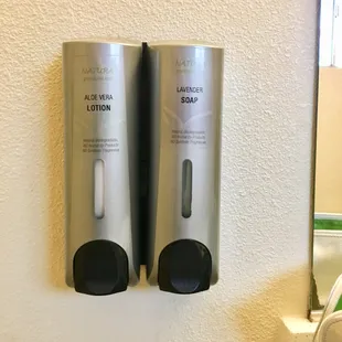 The ONLY soap in the room is in an automatic dispenser - which is EMPTY!