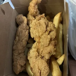 Value meal.  Chicken tender and fries for only $10 with a soda.