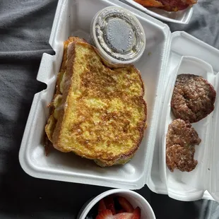 sausage and bacon. Very Berry French Toast