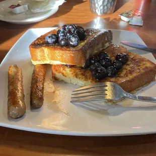 Blueberry French Toast Eggs with Sausage!!