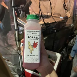 Ginger hibiscus juice (very ginger-y) from the Jerk'n It food stand