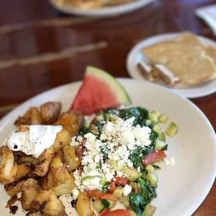 Eggless veggie omelette with feta cheese