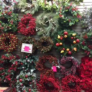 Wall of wreaths.
