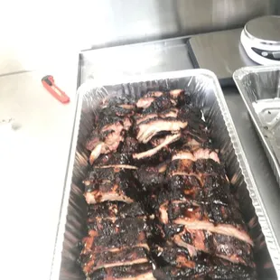 Tray of Perfectly Smoked Ribs