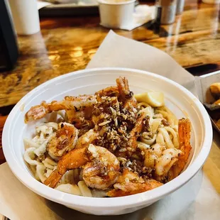 Hawaiian shrimp with garlic noodles