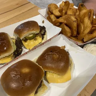 Sliders and fries