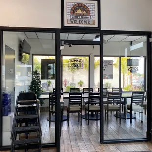 the entrance to the restaurant