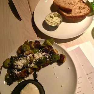 Brussels sprouts and house bread