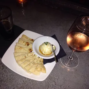 Beer and wine and goat cheese dip