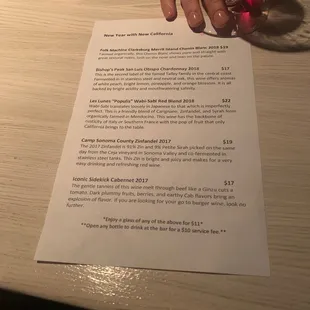 Wine tasting (Jan 3rd) -- $10 for 5 2oz pours
