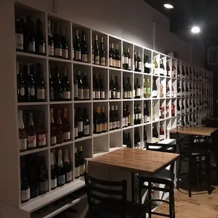 Upstairs bar area. Wines for purchase