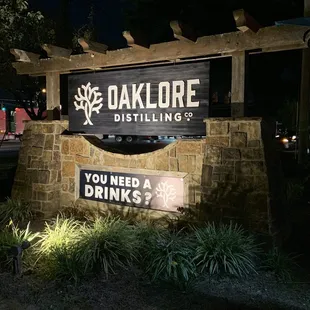 a sign at night