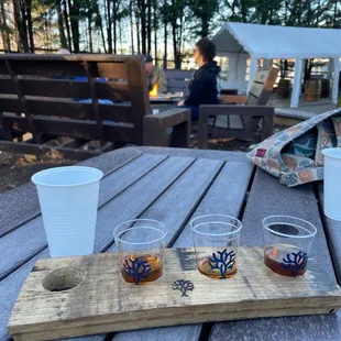 Saturday afternoon with a whiskey flight. 2 bourbons &amp; a rye