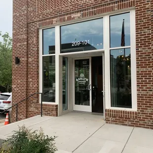 the entrance to the building