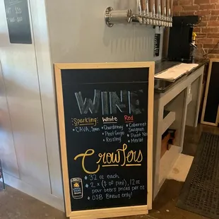 a chalk board with a menu on it