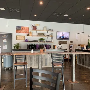 the bar and dining area