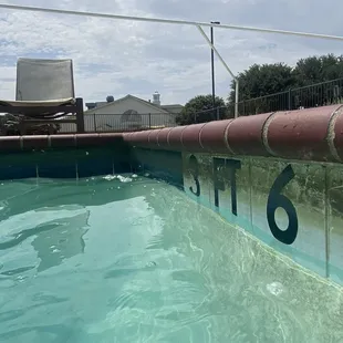 Dirty pool scum on the tiles around the edge