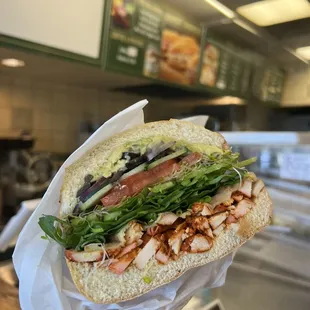 Chicken avocado Dutch crunch sandwich   IG @AmyNsEats