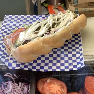 Ham and cheese on a white roll