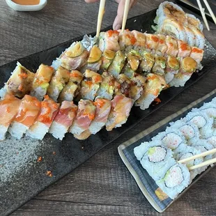 Lion King. Spicy Johnny. Roseville. Spider. Benjamin. Two California rolls.