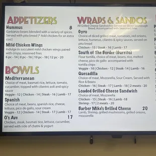 Updated Menu