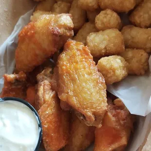 Wings and Tots, hot n fresh
