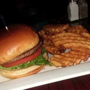 Impossible Burger.  Good, Not Great.  Ask For Some Condiments.  Waffle Fries Are Superb.